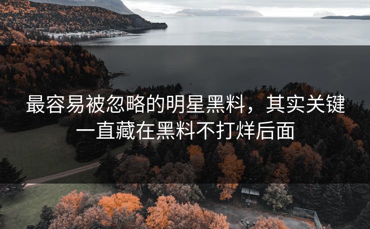 最容易被忽略的明星黑料，其实关键一直藏在黑料不打烊后面