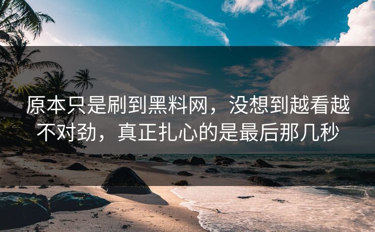 原本只是刷到黑料网，没想到越看越不对劲，真正扎心的是最后那几秒