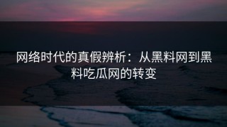 网络时代的真假辨析：从黑料网到黑料吃瓜网的转变