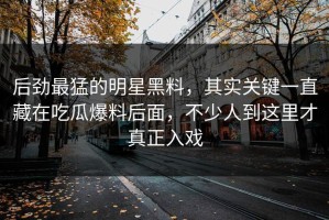 后劲最猛的明星黑料，其实关键一直藏在吃瓜爆料后面，不少人到这里才真正入戏