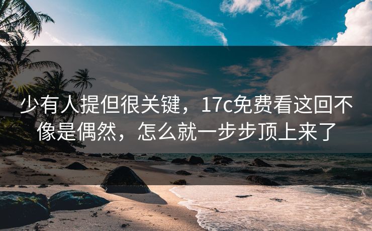 少有人提但很关键，17c免费看这回不像是偶然，怎么就一步步顶上来了