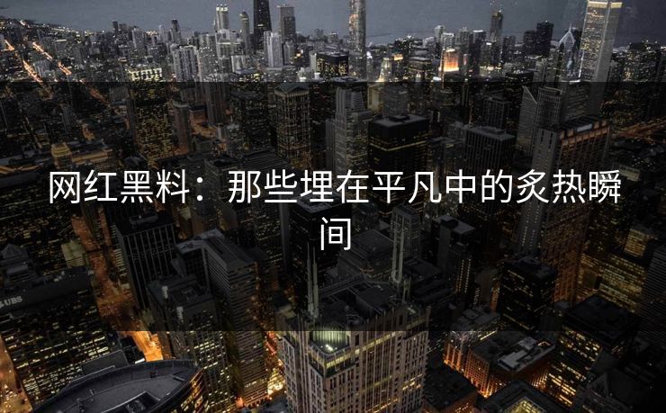 网红黑料：那些埋在平凡中的炙热瞬间
