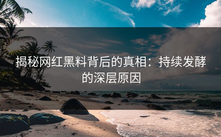 揭秘网红黑料背后的真相：持续发酵的深层原因