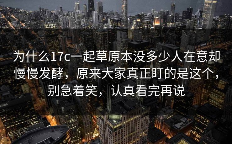 为什么17c一起草原本没多少人在意却慢慢发酵，原来大家真正盯的是这个，别急着笑，认真看完再说